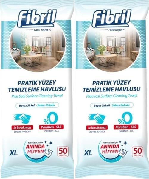 Yüzey Temizlik Havlusu 50 Yaprak XL Beyaz Sirke-Sabun Kokulu 2 Li Set 100 Yaprak Plst Kpk