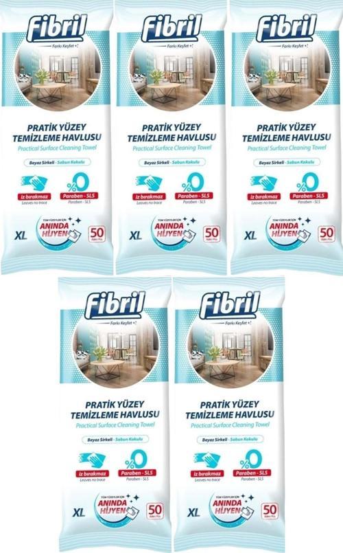 Yüzey Temizlik Havlusu 50 Yaprak XL Beyaz Sirke-Sabun Kokulu 5 Li Set 250 Yaprak Plst Kpk