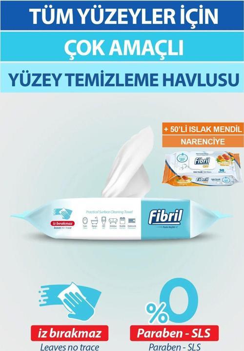 Yüzey Temizlik Havlusu XL 50 Yaprak Beyaz Sirke Sabun + Islak Mendil 50 Yaprak
