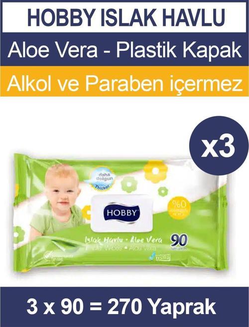 Islak Havlu Aloe Vera 90'lı 3 Paket