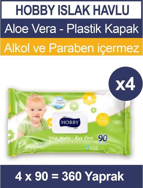 Islak Havlu Aloe Vera 90'lı 4 Paket