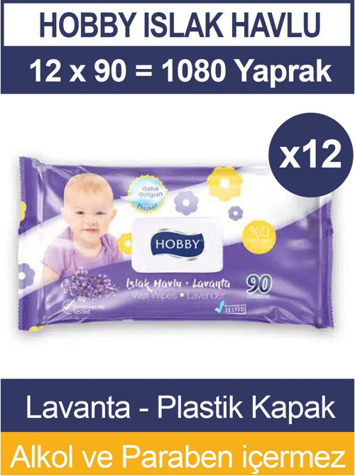 Islak Havlu Lavanta 90'lı 12 Paket