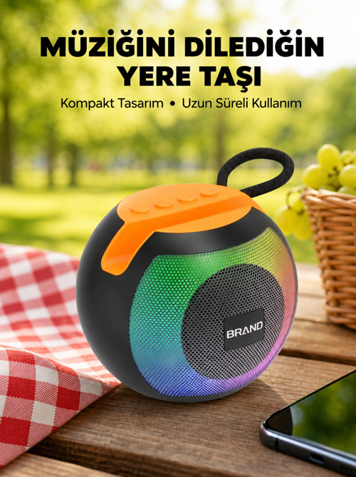 tekno RGB Led Işıklı Güçlü Baslı Kablosuz Hoparlör Yeni Nesil 2026