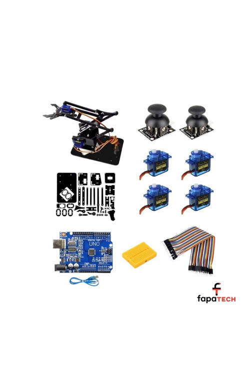 Arduino Uno Pleksi Robot Kol Kiti - Arduino Robot Kol Set Demonte