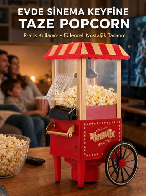 tekno Yağsız Popcorn Makinesi Sıcak Hava ile Hızlı Patlatma 2026