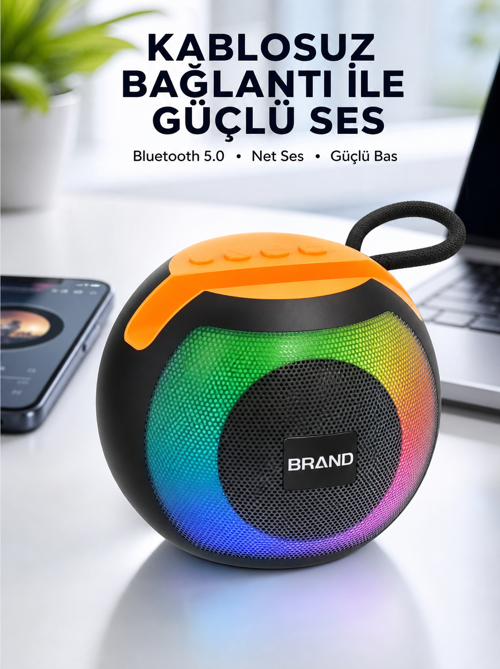 tekno RGB Işıklı Taşınabilir Kablosuz Bluetooth Hoparlör Yeni Nesil 2026