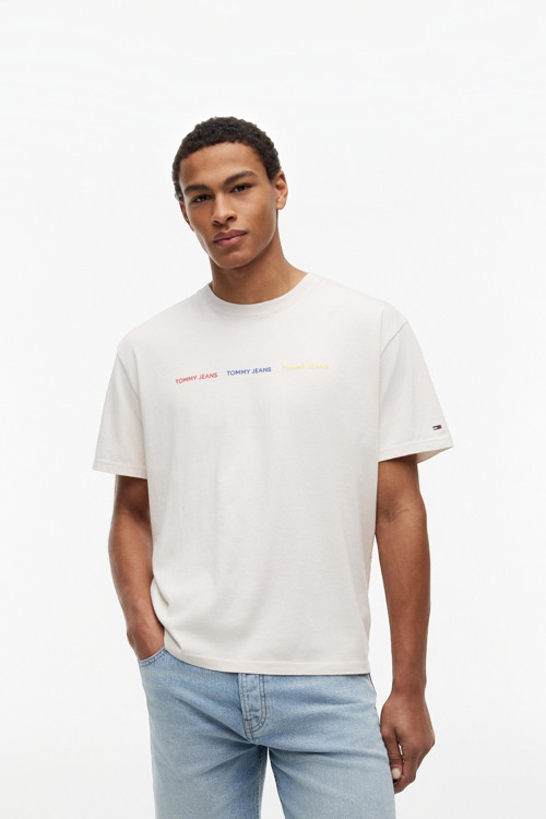 TJM REG TJ REPEAT SS TEE Erkek Beyaz T-Shirt - DM0DM23180