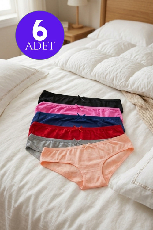 Kadın 6'lı Paket Pamuklu Bikini Külot Esnek Yumuşak İz Yapmaz İç Çamaşırı
