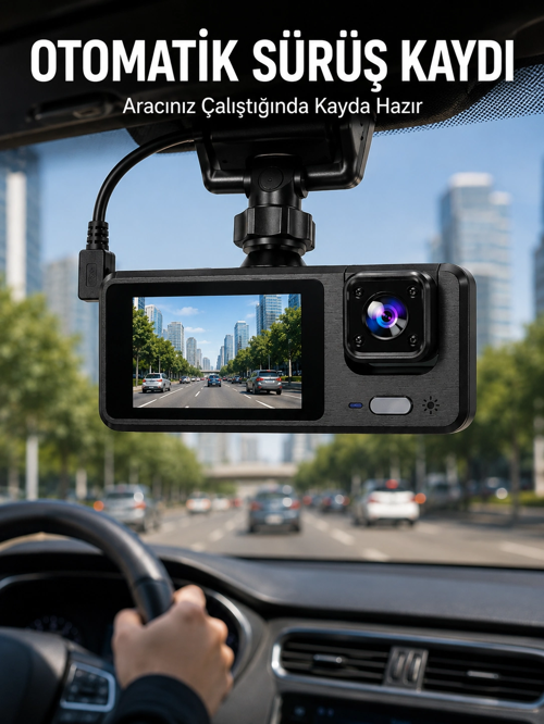 zentya4516 Mey İthalat® 3 Kameralı DVR Araç Kamerası – Tam Güvenlik, Tam Kapsama Yeni Nesil