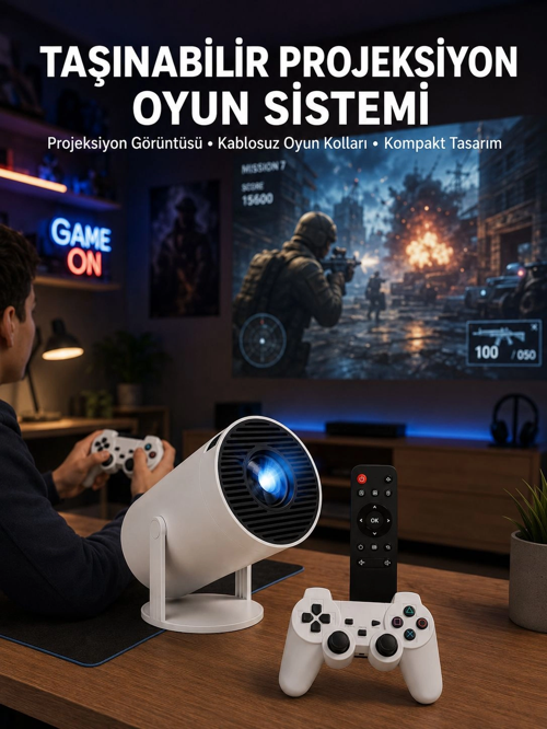 zeyta12 Oyun Konsolu Uyumlu Kablosuz Projeksiyon Cihazı Ev Sinema Deneyimi Yeni Nesil zeytan45