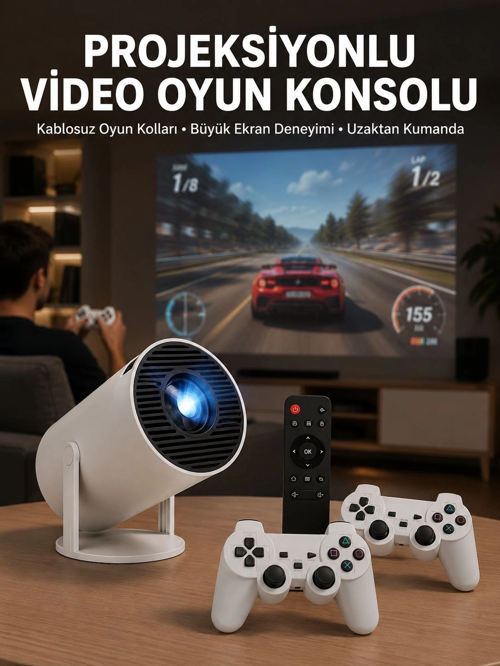 zeyta12 Film Dizi Ve Oyun İçin Taşınabilir Kablosuz Mini Projeksiyon Yeni Nesil zeytan45