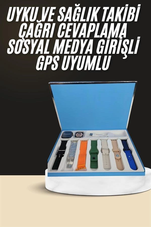 zeyta12 7 Kordonlu Unisex Akıllı Saat Çoklu Kordon Seçeneği Amoled Ekran zeytan45