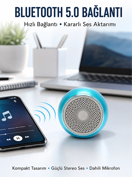 zentya4516 Mey İthalat® Taşınabilir Küçük Hoparlör – Otomatik Bağlantı ve Eller Serbest