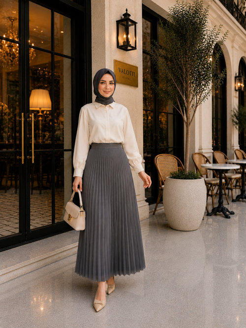 Lamine Denye Piliseli Etek | 90 cm | Standart Beden (38-44 Uyumlu)