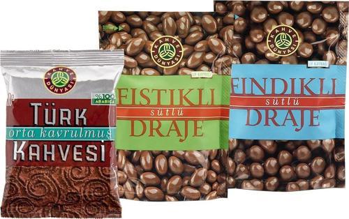 Fındıklı Draje Ve Antep Fıstıklı Draje Ve Orta Kavrulmuş Türk Kahvesi
