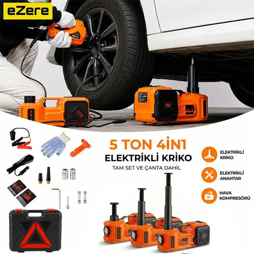 ® EZERE PowerLift Pro 5 Ton Çok Fonksiyonlu Elektrikli Hidrolik Kriko Lift Kaldırma / Kompres