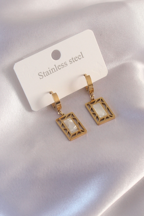 Çelik Gold Renk Kare Kadın Küpe 5886 - SL0005-0CKDE3