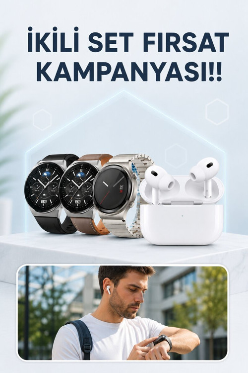 Aynalı Bluetooth Kulaklık Yeni Nesil Akıllı Saat Titreşimli Nabız Ölçer Spor - SL0005-0CBUW