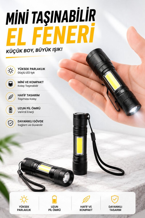 Işıldak El Feneri Kamp Lambası Mini Taşınabilir Acil Durum Lambası Fener Led I - SL0005-0CC18