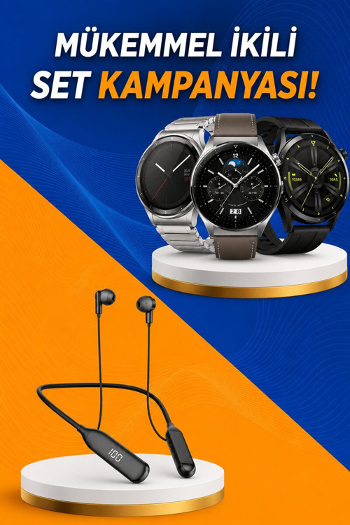 Alarm ve Titreşim Özellikli Akıllı Saat ve Mikrofonlu Kablolu Bluetooth Kulaklı - SL0005-0CBVA