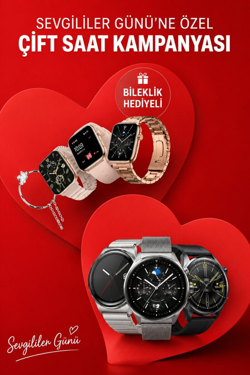 Sevgiliye Özel Yeni Nesil Akıllı Saat Çiftlere Özel Kampanya Çift Saatleri - SL0005-0CBV42