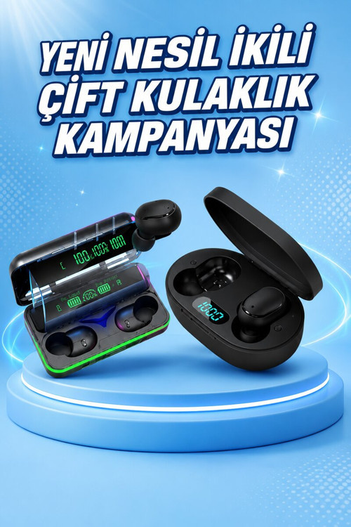 İkili Bluetooth Kulaklık Dijital Göstergeli Uzun Pil Ömrü Yüksek Ses Kaliteli - SL0005-0CBVF3