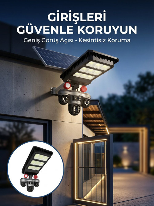 Akıllı Solar Güvenlik Kamerası 3 Lens Hareket Takip Özellikli Dış Ortam Kamer - SL0005-0CBIB