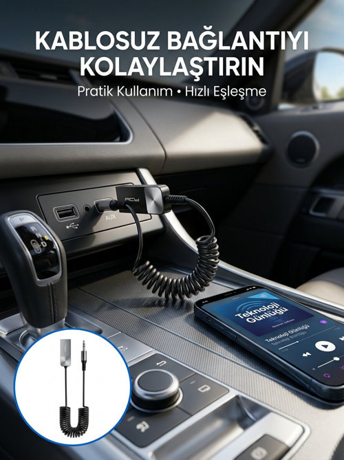 USB Bluetooth AUX Ses Adaptörü Kablosuz Müzik Aktarım Cihazı - SL0005-0CBIJ4