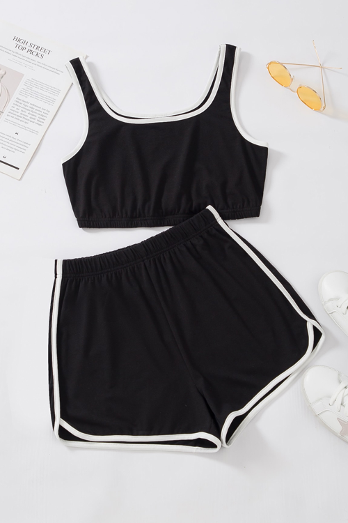 Kadın Siyah Askılı Crop Top ve Şortlu Gecelik Takım H110560 - SL0005-0CBES9