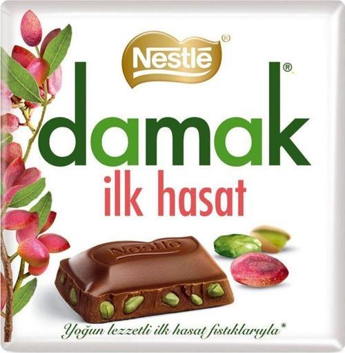 Damak İlk Hasat Antep Fıstıklı Sütlü Çikolata Kare 60 Gr