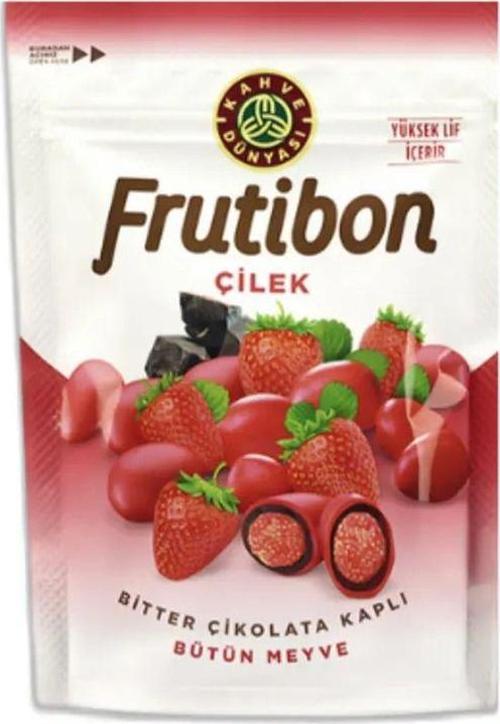 Dünyası Frutibon Çilekli Bitter Çikolata Kaplı 50 Gr X 4 Adet