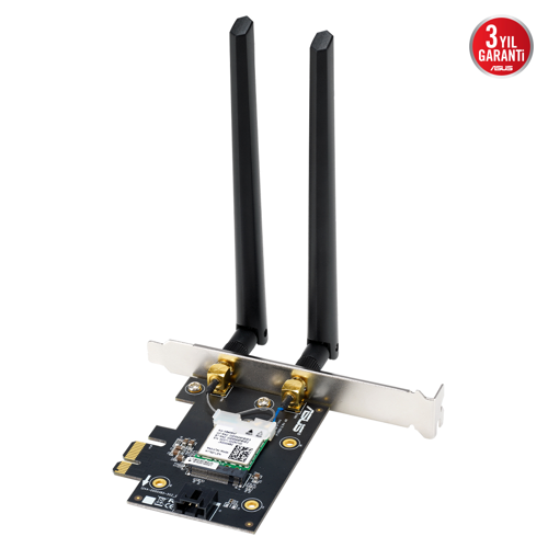 ASUS PCE-BE6500, BE6500, 2xAnten, 6500Mbps, Tri-Bant, 6GHz WİFİ 7, Bluetooth v5.4, WPA3, PCI-Express
