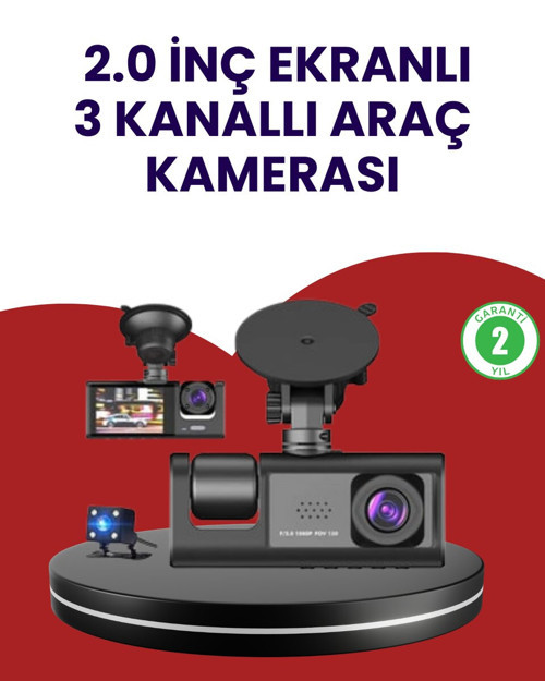 Üç Kameralı Araç Kamerası | Full HD 1080P Ön + HD İç/Arka - TEOLSA4398-9443