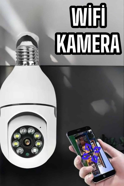 Wifi Kamera Duylu Ampul Görünümlü 360 Derece Dönebilen Ev Kamerası - TEOLSA4504-8421