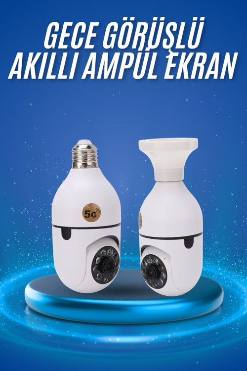 Gece Görüşlü Akıllı Dönebilen Ev Kamerası Ampül Kamera - TEOLSA1967-5786