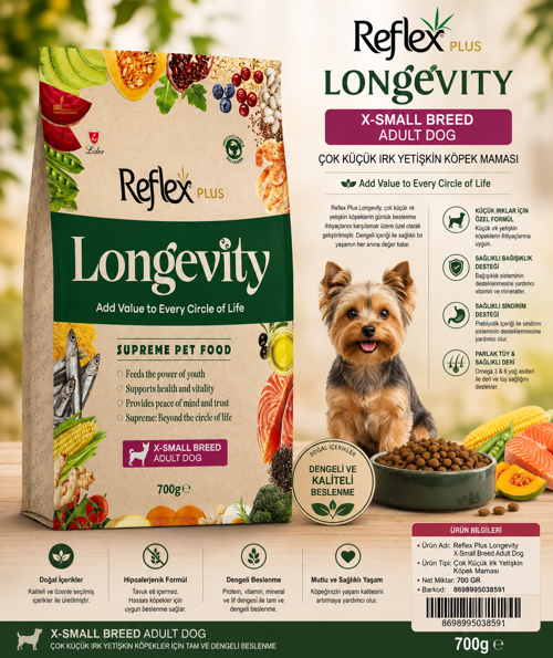 Longevity Hipoalerjenik Çok Küçük Irk Yetişkin Köpek Maması 700gr