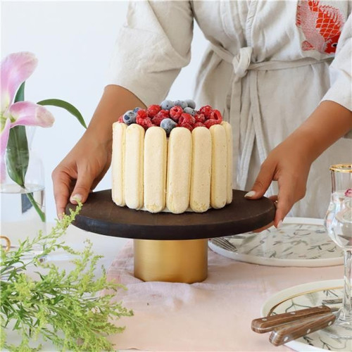Ahşap 28 Cm Metal Ayaklı Sunum Tabağı