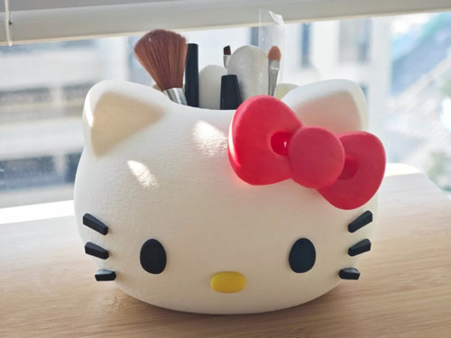 Hello Kitty Tasarımlı Makyaj Fırçalığı Kozmetik Organizer Kutusu Masaüstü Düzenleyici
