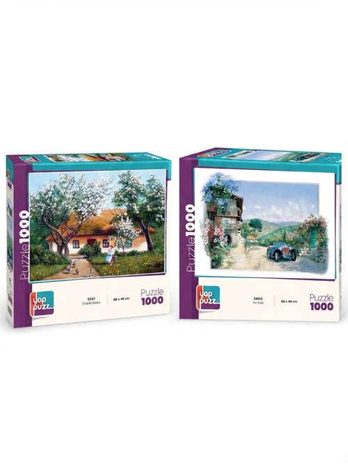 My Ride ve Ördekli Bahçe İkili Set - 2 x 1000 Parça Manzara İkili Puzzle Seti