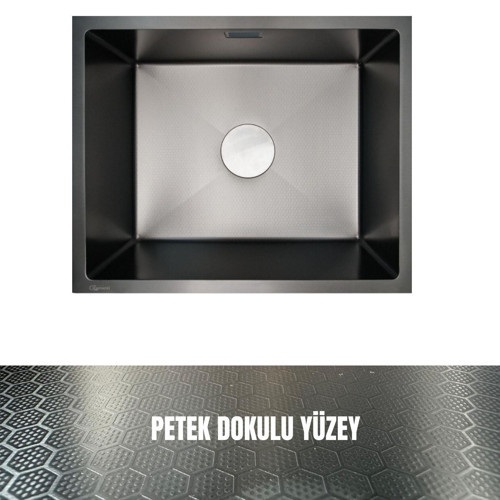 40x45 Antrasit Petek Dokulu Çelik Mutfak Eviyesi 304 Paslanmaz Çelik 1mm