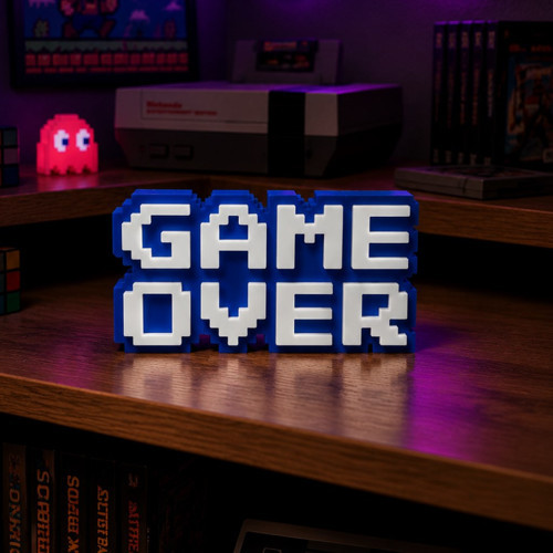 Game Over Yazılı Mavi Dekoratif Masa Süsü, 3D Baskı Retro Gamer Biblo, Oyuncu Odası Dekoru