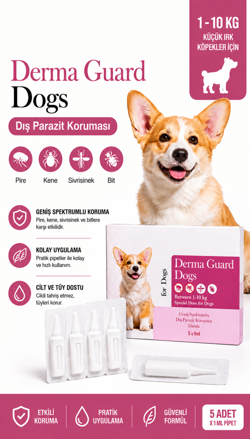 1-10 kg Köpek Dış Parazit Ense Deri Damlası Pire Bit Kene Deri Bakımı Için Bitkisel Damla 5x1 ml