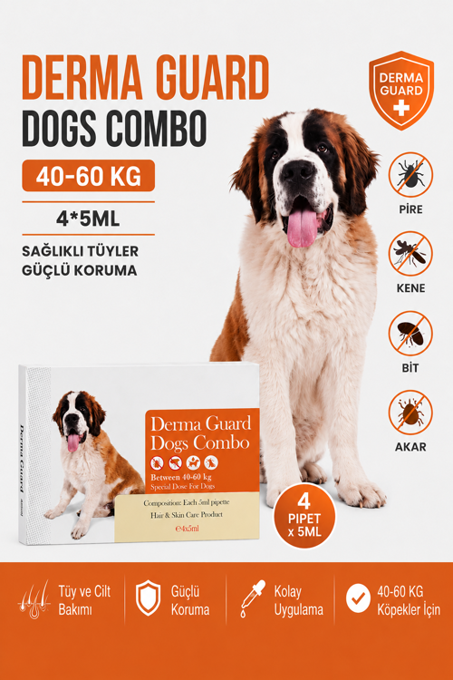 40-60 kg Köpek Dış Parazit Ense Deri Damlası Pire Bit Kene Deri Bakımı Için Bitkisel Damla 4x5 ML