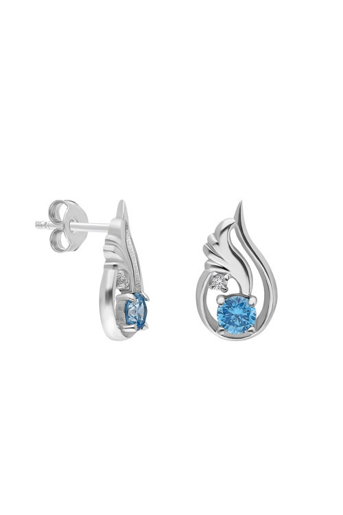 Topaz Melek Kanadı 0.02 carat Pırlanta Gümüş Küpe ei08