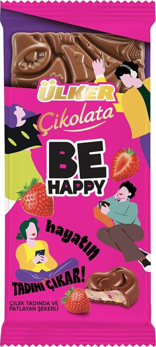 Çikolata Be Happy Tablet Çilek Ve Patlayan Şekerli