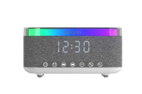 MD-W10 1200mAh 10W Gri BT, USB, Kablosuz Şarjlı RGB-Alarmlı Saat Speaker