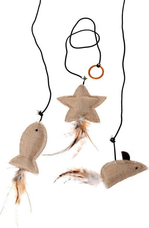 Tüylü ve İpli Kedi Oyuncağı 10Cm