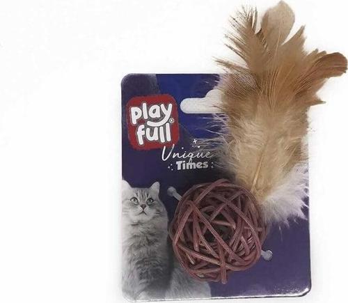 Tüylü Zilli Top Şeklinde Kedi Oyuncağı 20 Cm
