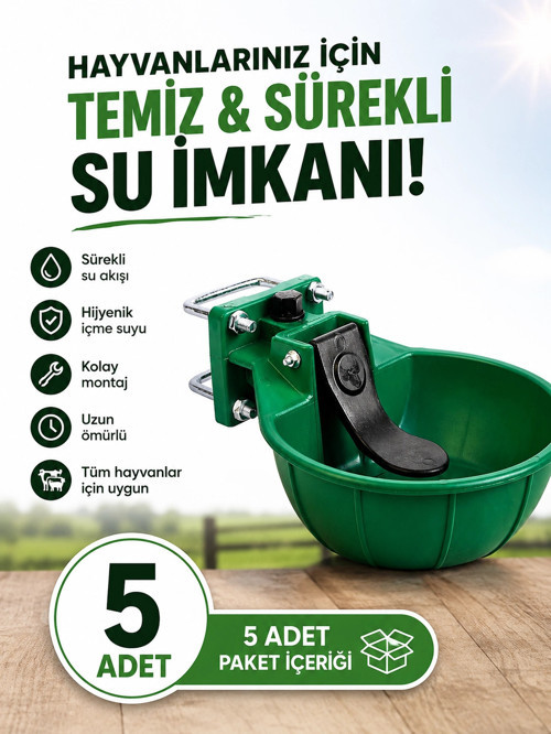 KIRILMAZ GARANTİLİ 5 ADET Büyükbaş İçin Hayvan Suluğu - Plastik Kırılmaz Suluk 3 Litre