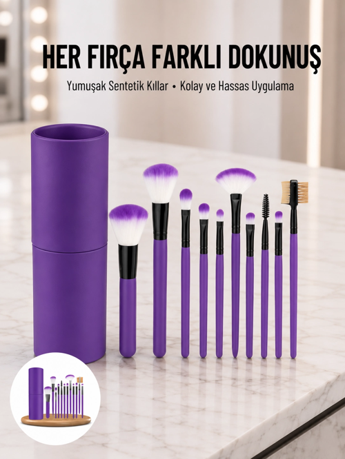 zentya4516 Mey İthalat® 12 Parça Profesyonel Makyaj Fırçası Far Fırçası Allık Fırçası Y